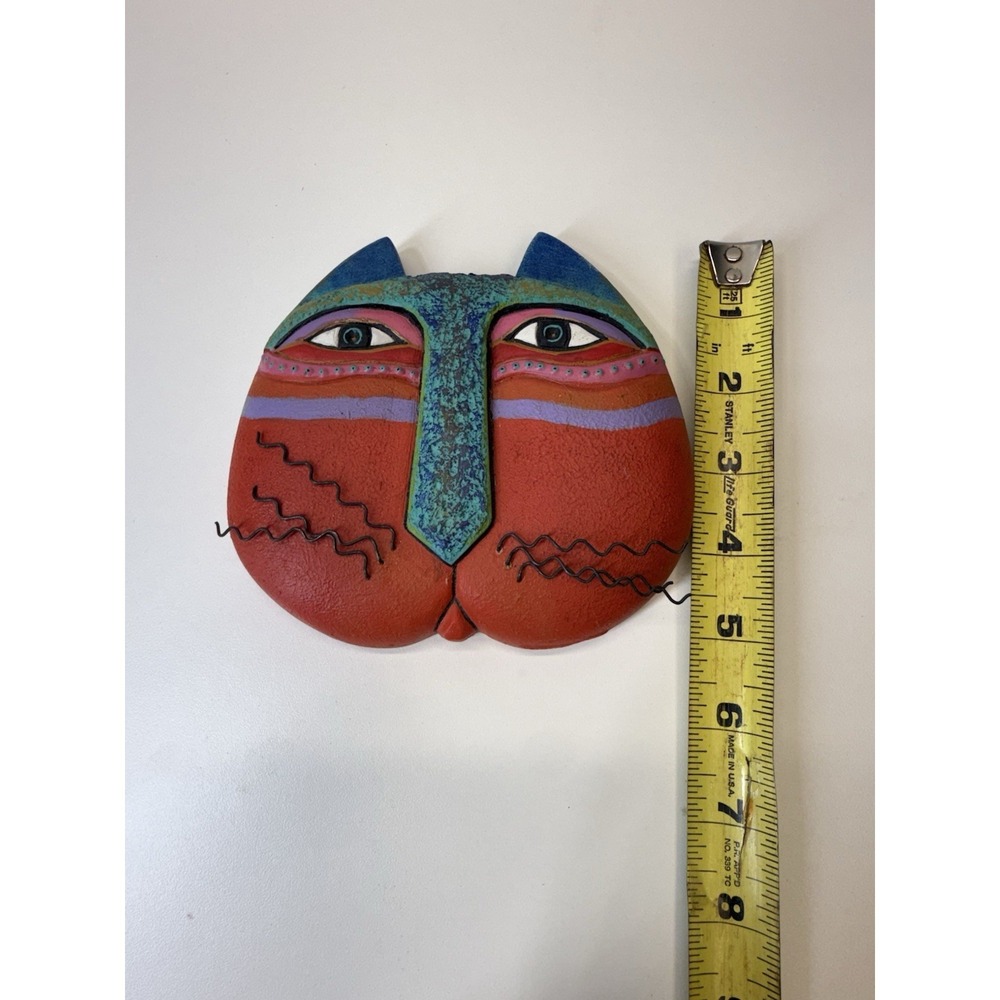 Laurel Burch Caribbean Cat Mask Small 6.5 x 5.25" 1999 Stamped Signed - Picture 6 of 7